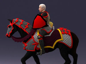 000168 Medieval Knight on Armored Horse 0728 3dp 3D Print Model