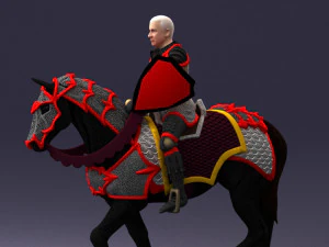 000168 Medieval Knight on Armored Horse 0728 3dp 3D Print Model