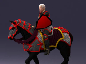 000168 Medieval Knight on Armored Horse 0728 3dp 3D Print Model