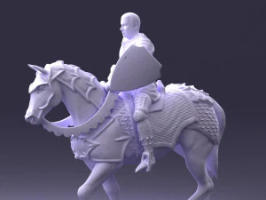 000168 Medieval Knight on Armored Horse 0728 3dp 3D Print Model