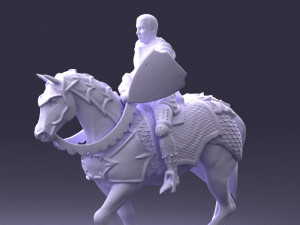 000168 Medieval Knight on Armored Horse 0728 3dp 3Dプリントモデル