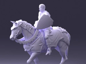 000168 Medieval Knight on Armored Horse 0728 3dp 3D Print Model