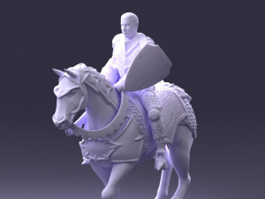 000168 Medieval Knight on Armored Horse 0728 3dp 3Dプリントモデル