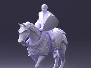 000168 Medieval Knight on Armored Horse 0728 3dp 3D Print Model
