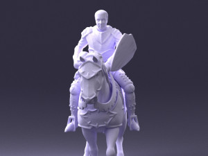 000168 Medieval Knight on Armored Horse 0728 3dp 3Dプリントモデル