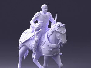 000168 Medieval Knight on Armored Horse 0728 3dp 3D Print Model