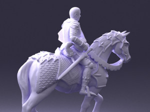 000168 Medieval Knight on Armored Horse 0728 3dp 3Dプリントモデル