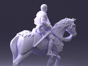 000168 Medieval Knight on Armored Horse 0728 3dp 3D Print Model