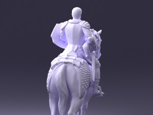000168 Medieval Knight on Armored Horse 0728 3dp 3Dプリントモデル