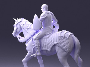 000168 Medieval Knight on Armored Horse 0728 3dp 3Dプリントモデル