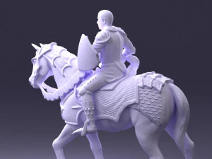 000168 Medieval Knight on Armored Horse 0728 3dp 3D Print Model