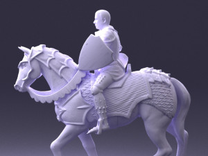 000168 Medieval Knight on Armored Horse 0728 3dp 3Dプリントモデル