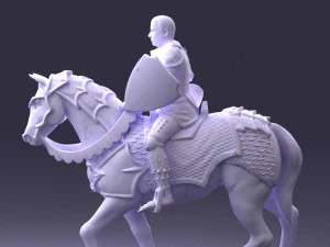 000168 Medieval Knight on Armored Horse 0728 3dp 3D Print Model