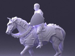 000168 Medieval Knight on Armored Horse 0728 3dp 3Dプリントモデル