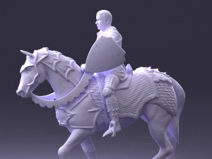 000168 Medieval Knight on Armored Horse 0728 3dp 3D Print Model