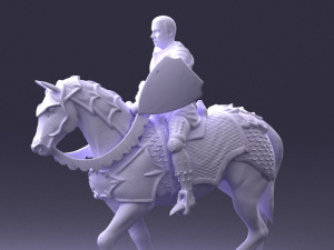000168 Medieval Knight on Armored Horse 0728 3dp 3Dプリントモデル
