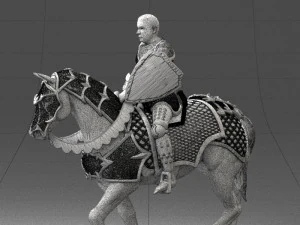 000168 Medieval Knight on Armored Horse 0728 3dp 3D Print Model