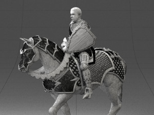 000168 Medieval Knight on Armored Horse 0728 3dp 3Dプリントモデル
