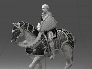 000168 Medieval Knight on Armored Horse 0728 3dp 3D Print Model