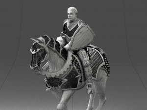 000168 Medieval Knight on Armored Horse 0728 3dp 3Dプリントモデル
