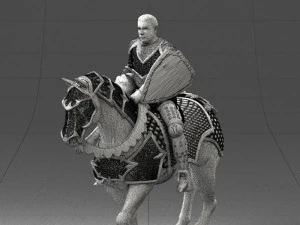 000168 Medieval Knight on Armored Horse 0728 3dp 3D Print Model