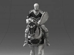 000168 Medieval Knight on Armored Horse 0728 3dp 3D Print Model