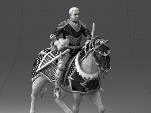 000168 Medieval Knight on Armored Horse 0728 3dp 3Dプリントモデル