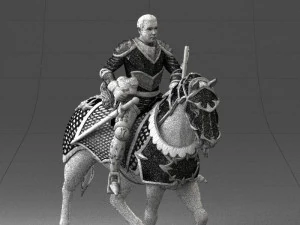 000168 Medieval Knight on Armored Horse 0728 3dp 3D Print Model