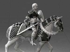 000168 Medieval Knight on Armored Horse 0728 3dp 3Dプリントモデル