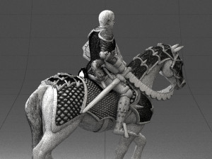 000168 Medieval Knight on Armored Horse 0728 3dp 3Dプリントモデル