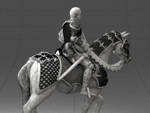 000168 Medieval Knight on Armored Horse 0728 3dp 3D Print Model