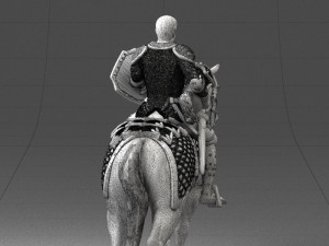 000168 Medieval Knight on Armored Horse 0728 3dp 3Dプリントモデル