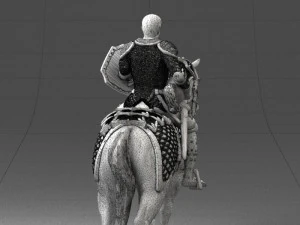 000168 Medieval Knight on Armored Horse 0728 3dp 3D Print Model