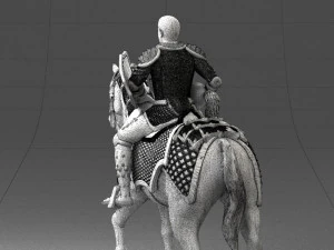 000168 Medieval Knight on Armored Horse 0728 3dp 3D Print Model