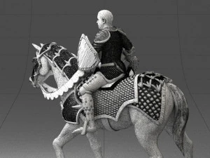 000168 Medieval Knight on Armored Horse 0728 3dp 3D Print Model