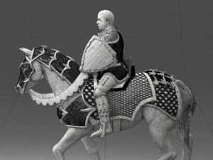 000168 Medieval Knight on Armored Horse 0728 3dp 3D Print Model