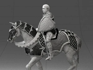 000168 Medieval Knight on Armored Horse 0728 3dp 3D Print Model