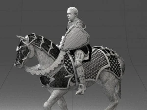 000168 Medieval Knight on Armored Horse 0728 3dp 3D Print Model