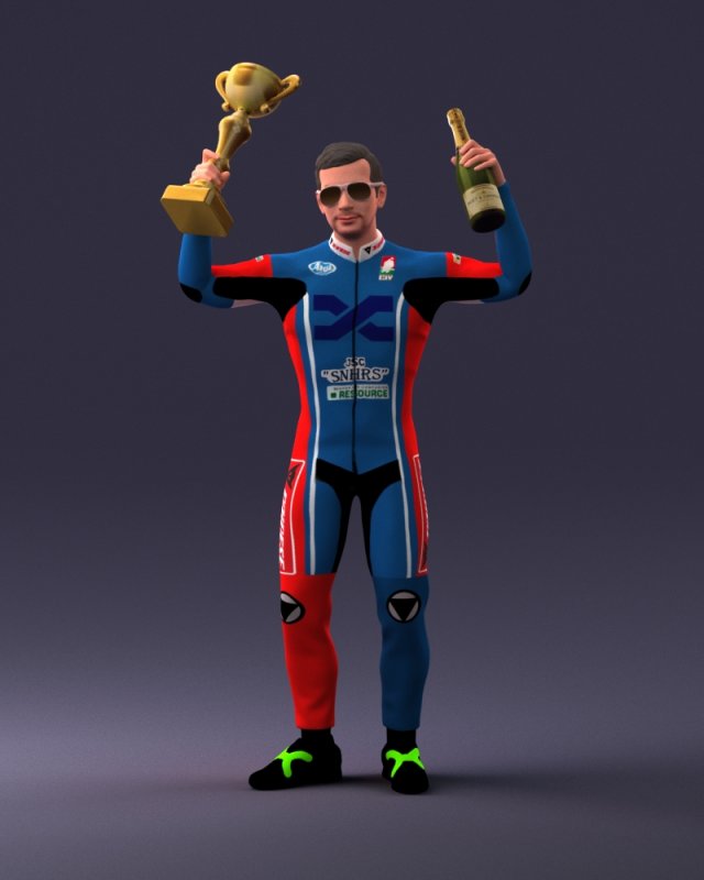 000169 Racing Champion Victory Pose 0808 3dp 3Dプリントモデル .c4d .max .obj .3ds .fbx .stl .blend