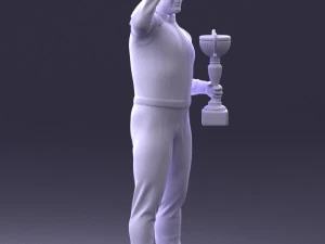 000170 Racing Champion Holding Trophy 0808 3D Model