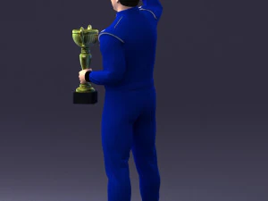 000170 Racing Champion Holding Trophy 0808 3dp 3D Print Model