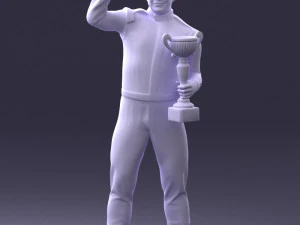 000170 Racing Champion Holding Trophy 0808 3dp 3D Print Model