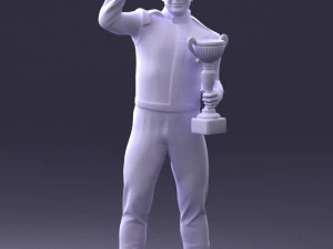 000170 Racing Champion Holding Trophy 0808 3dp 3D Print Model