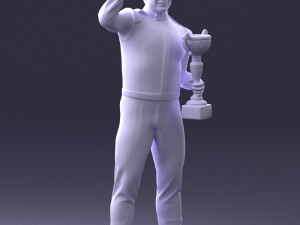 000170 Racing Champion Holding Trophy 0808 3dp 3D-Druckmodell