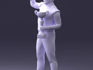 000170 Racing Champion Holding Trophy 0808 3dp 3D Print Model