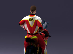 000171 Motorcycle Racer with Bike and Trophy 0809 3D Model