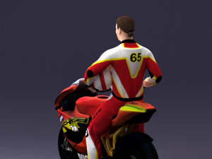 000171 Motorcycle Racer with Bike and Trophy 0809 3D Model