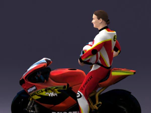 000171 Motorcycle Racer with Bike and Trophy 0809 3D Model