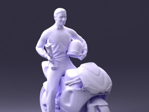 000171 Motorcycle Racer with Bike and Trophy 0809 3D 모델