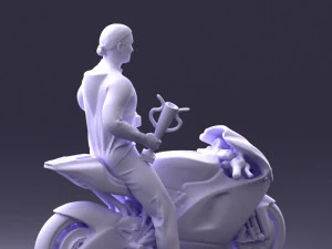 000171 Motorcycle Racer with Bike and Trophy 0809 3D Model